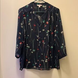 Banana Republic Navy Floral Blouse size medium